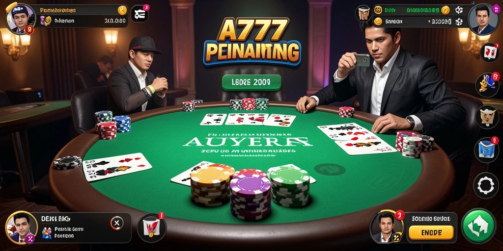 Tampilan gameplay A7777 yang menarik dan seru saat bermain Poker.