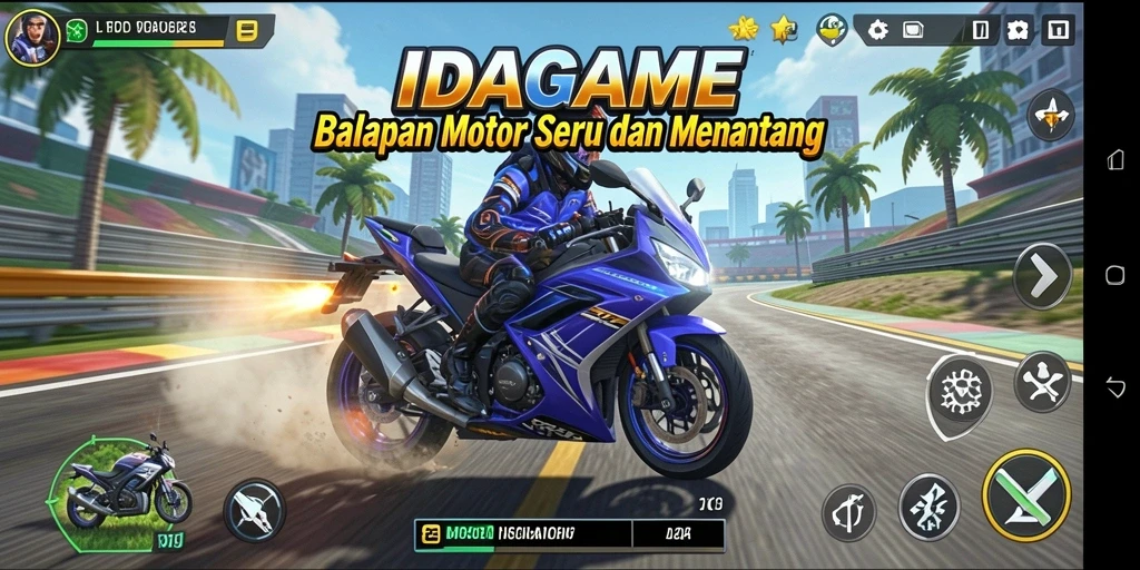 Tampilkan gameplay seru dari balapan motor di IDAGAME.
