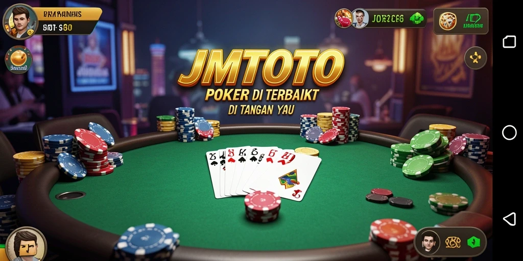 Screenshot gameplay JMTOTO yang menampilkan aksi seru permainan poker.