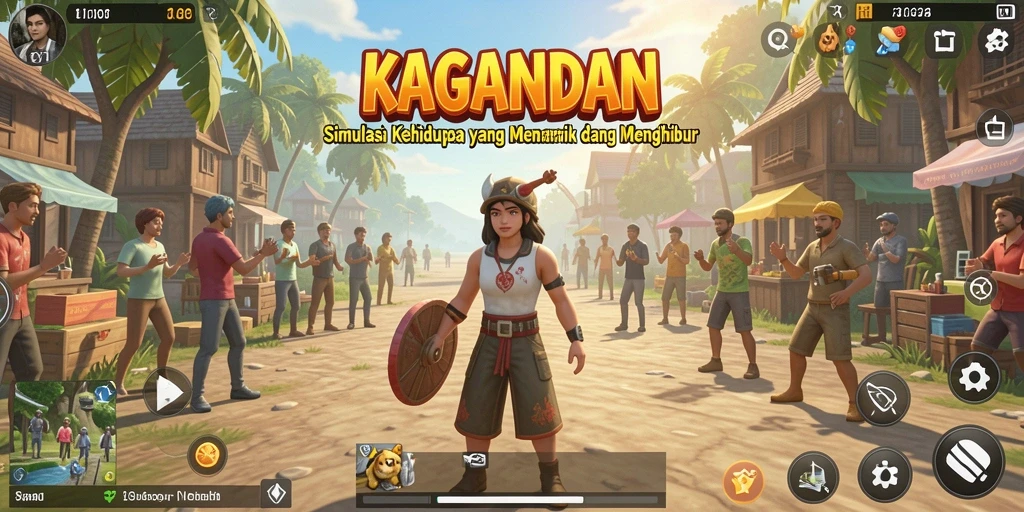 Tangkapan layar menunjukkan karakter dalam aktivitas sosial di KAGANDAN.