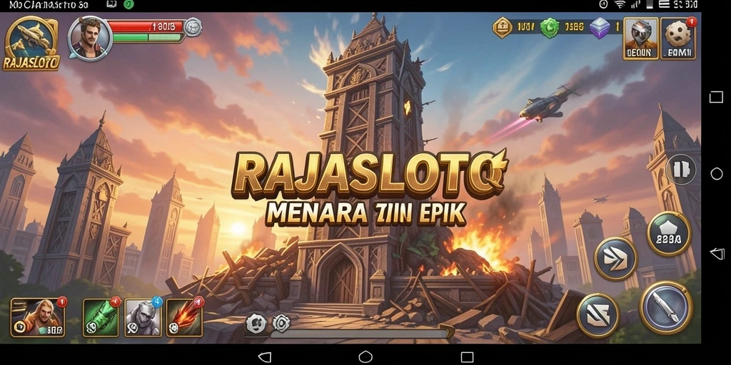 Tampilan gameplay seru RAJASLOTO yang penuh strategi Tower Defense.